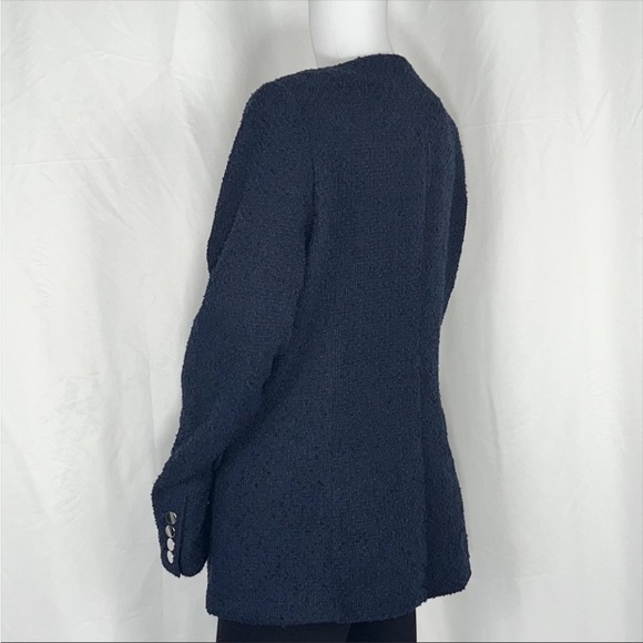 CalvinKlein Navy Long Sleeves Tweed-Like Buttons Blazer Jacket Sz12 Flap Pockets - Picture 5 of 16